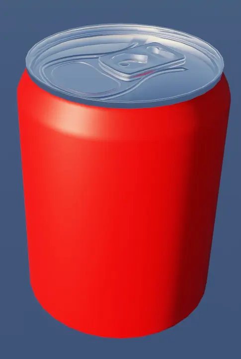 A 3D render of a red soda can with a detailed pull-tab on top.