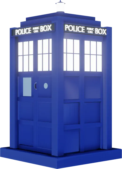 3D render of a blue police call box, reminiscent of the iconic Tardis from the television series 'Doctor Who,' modeled in Blender.
